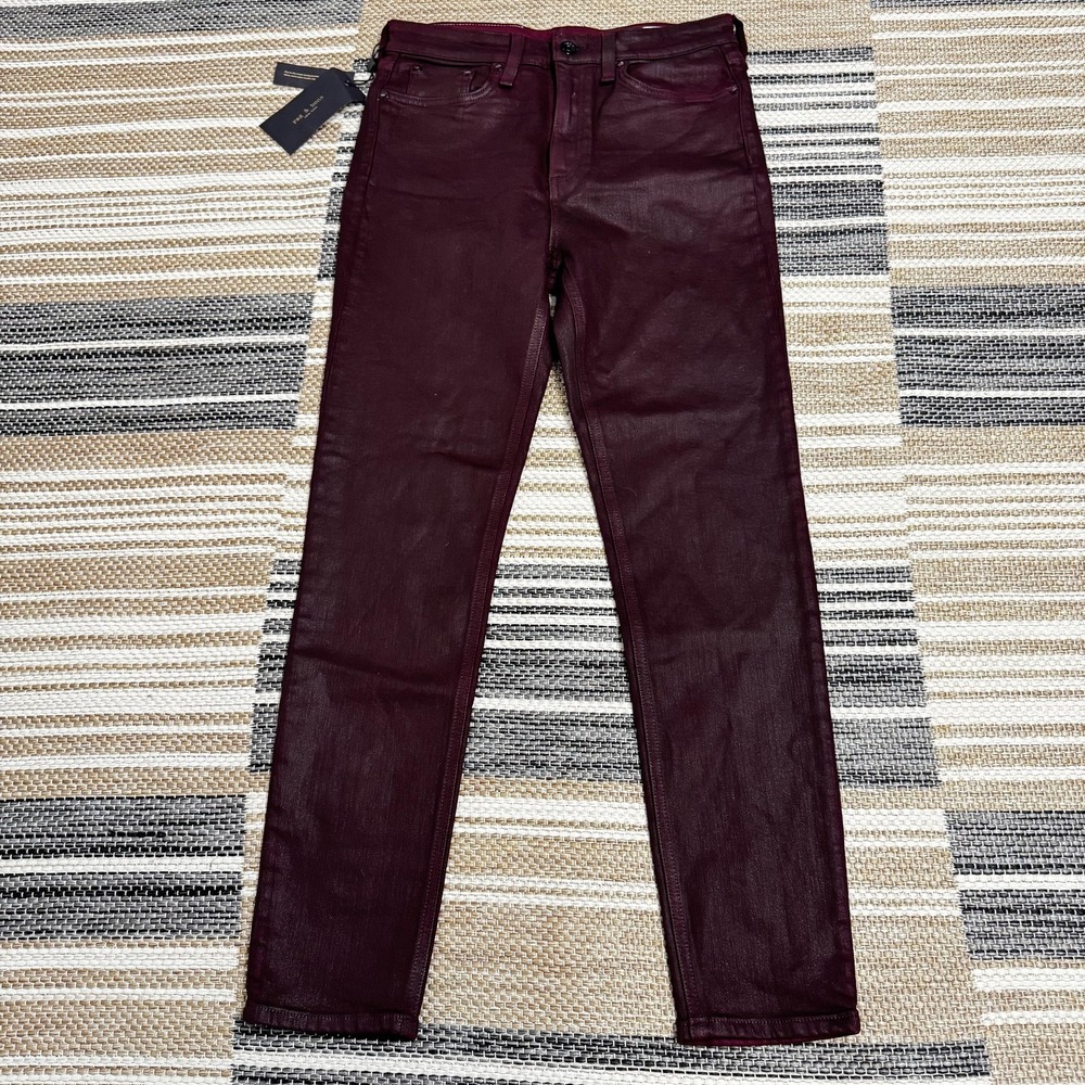 rag & bone Jeans Womens 27 Coated Wine Nina High-Rise Ankle Skinny Made in USA